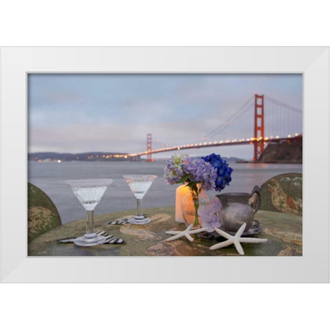Dream Cafe Golden Gate Bridge - 62 White Modern Wood Framed Art Print by Blaustein, Alan