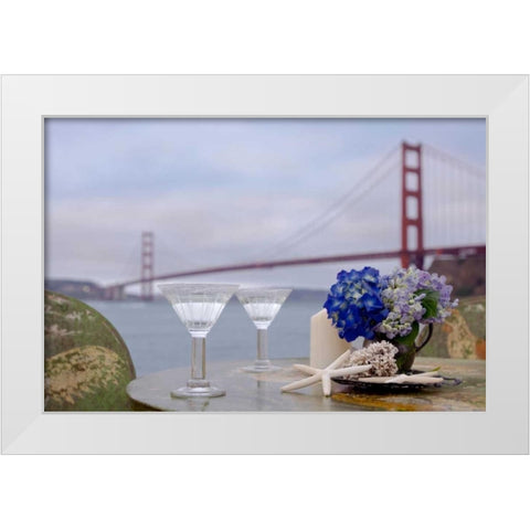 Dream Cafe Golden Gate Bridge - 63 White Modern Wood Framed Art Print by Blaustein, Alan