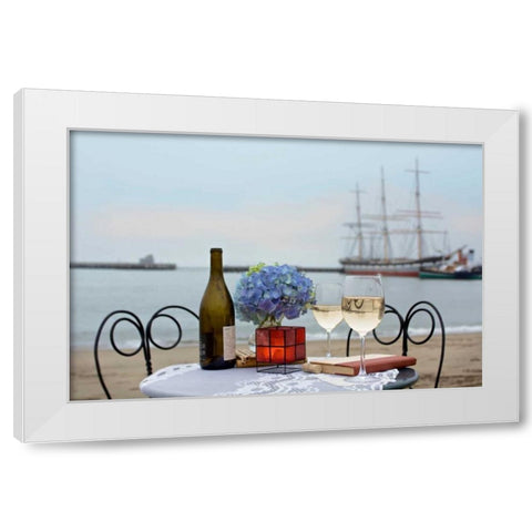 Dream Cafe Hyde St Pier - 32 White Modern Wood Framed Art Print by Blaustein, Alan