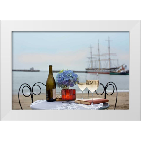 Dream Cafe Hyde St Pier - 32 White Modern Wood Framed Art Print by Blaustein, Alan