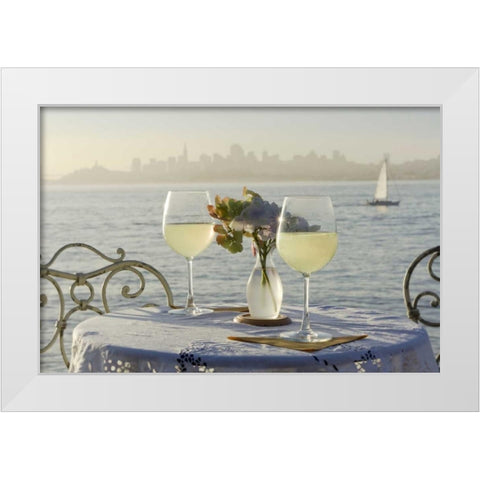 Dream Cafe Golden Gate Bridge - 75 White Modern Wood Framed Art Print by Blaustein, Alan