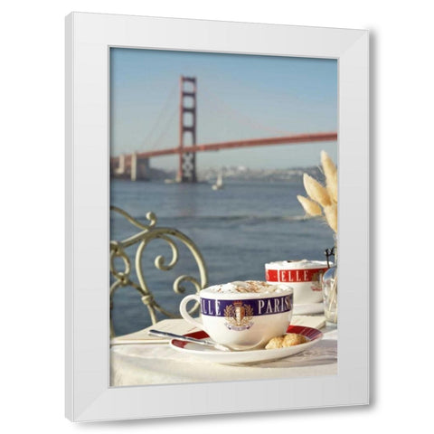 Dream Cafe Golden Gate Bridge - 76 White Modern Wood Framed Art Print by Blaustein, Alan