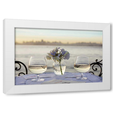 Dream Cafe Golden Gate Bridge - 82 White Modern Wood Framed Art Print by Blaustein, Alan