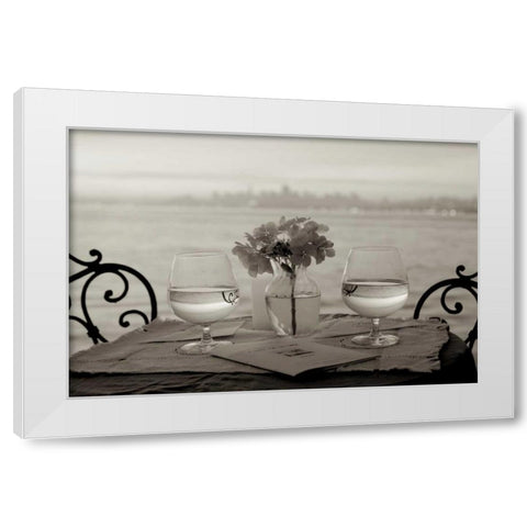 Dream Cafe Golden Gate Bridge - 84 White Modern Wood Framed Art Print by Blaustein, Alan