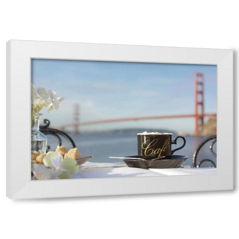 Dream Cafe Golden Gate Bridge - 87 White Modern Wood Framed Art Print by Blaustein, Alan