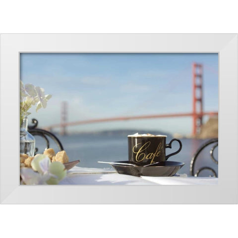 Dream Cafe Golden Gate Bridge - 87 White Modern Wood Framed Art Print by Blaustein, Alan