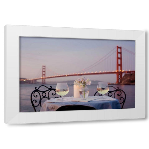 Dream Cafe Golden Gate Bridge - 78 White Modern Wood Framed Art Print by Blaustein, Alan