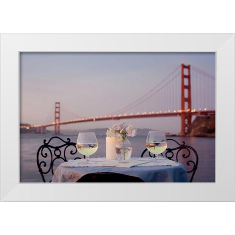 Dream Cafe Golden Gate Bridge - 78 White Modern Wood Framed Art Print by Blaustein, Alan