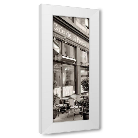 Cafe la Presse Pano - 1 White Modern Wood Framed Art Print by Blaustein, Alan
