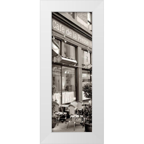 Cafe la Presse Pano - 1 White Modern Wood Framed Art Print by Blaustein, Alan