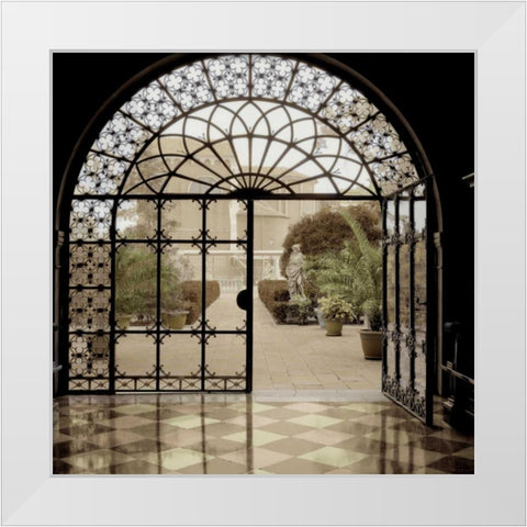 Courtyard In Venezia White Modern Wood Framed Art Print by Blaustein, Alan