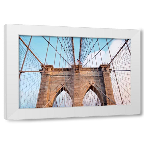 Brooklyn Bridge White Modern Wood Framed Art Print by Blaustein, Alan