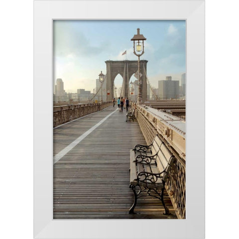 Brooklyn Bridge White Modern Wood Framed Art Print by Blaustein, Alan