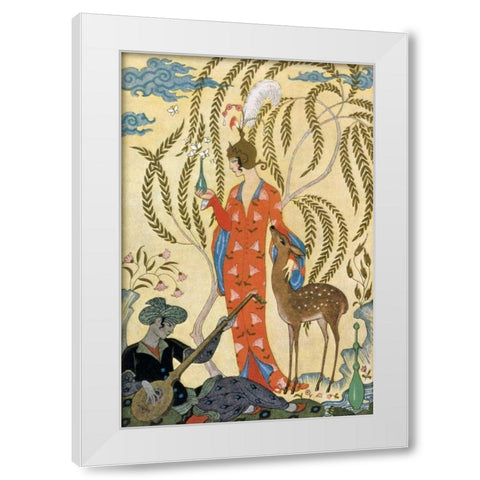 Persia White Modern Wood Framed Art Print by Barbier, Georges