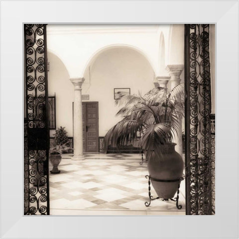 Patio el Convento White Modern Wood Framed Art Print by Blaustein, Alan