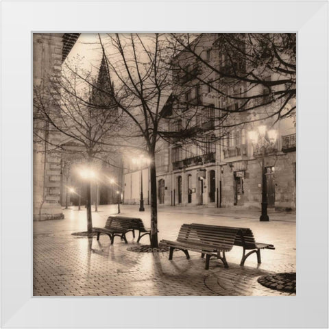 Plaza de Porlier Oviedo White Modern Wood Framed Art Print by Blaustein, Alan