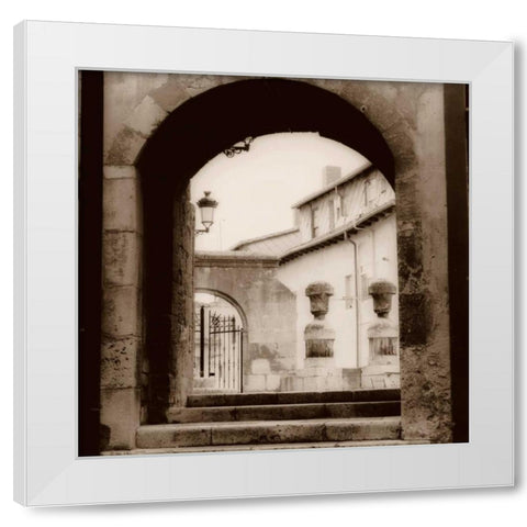 Courtyard in Burgos White Modern Wood Framed Art Print by Blaustein, Alan