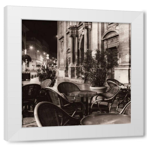 Cafe Avignon White Modern Wood Framed Art Print by Blaustein, Alan
