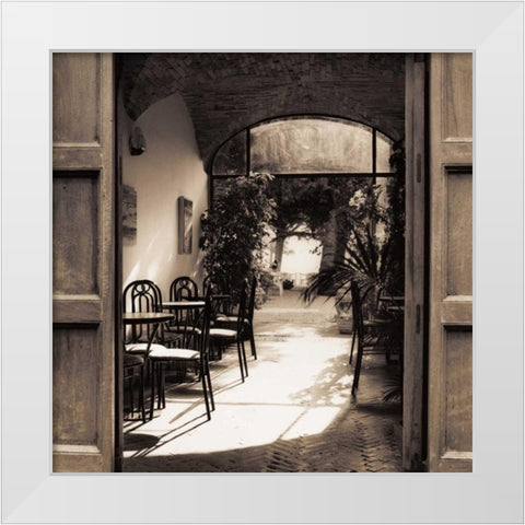 Caffe Spello White Modern Wood Framed Art Print by Blaustein, Alan