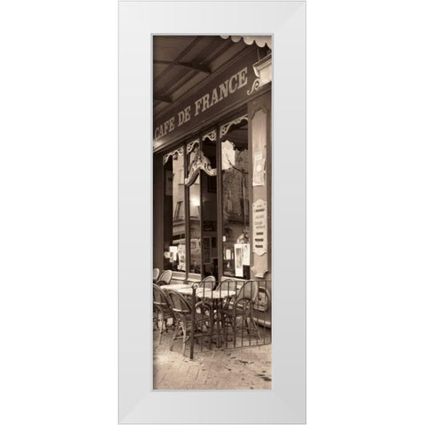 Cafe de France White Modern Wood Framed Art Print by Blaustein, Alan