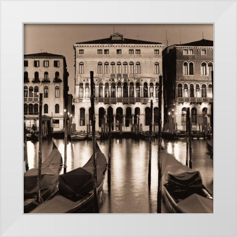 Il Gran Canale di Notte White Modern Wood Framed Art Print by Blaustein, Alan