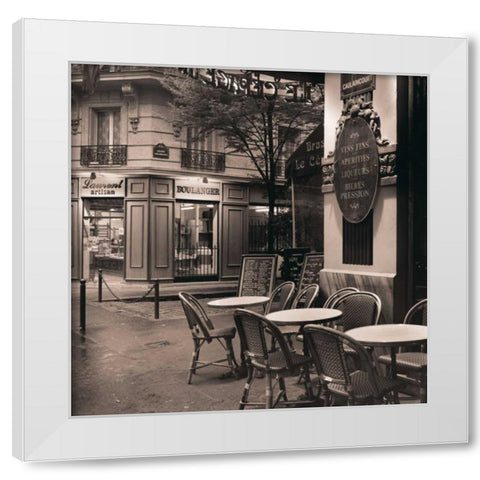 Cafe Montmartre White Modern Wood Framed Art Print by Blaustein, Alan
