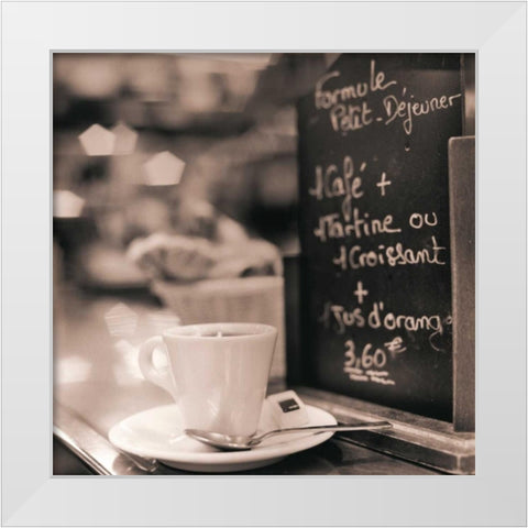 Cafe Champs-Elysees White Modern Wood Framed Art Print by Blaustein, Alan