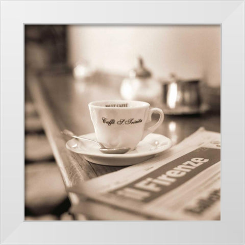 Caffe Firenze White Modern Wood Framed Art Print by Blaustein, Alan