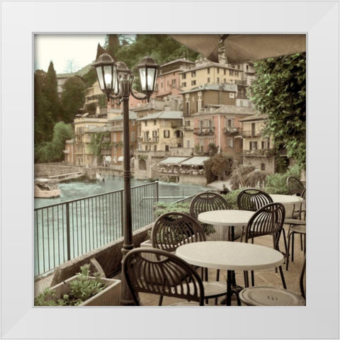 Porto Caffe Italy White Modern Wood Framed Art Print by Blaustein, Alan