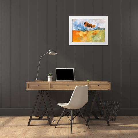 Four Trees White Modern Wood Framed Art Print by Bailey, Paul