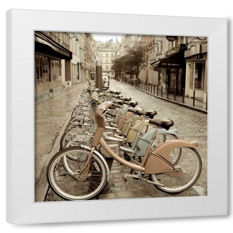 City Street Ride White Modern Wood Framed Art Print by Blaustein, Alan