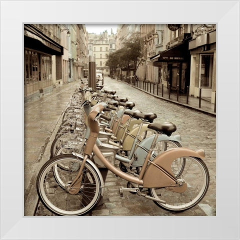 City Street Ride White Modern Wood Framed Art Print by Blaustein, Alan