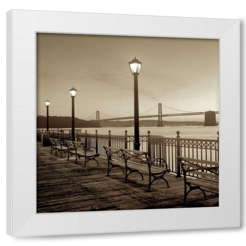 San Francisco Bay Bridge at Dusk White Modern Wood Framed Art Print by Blaustein, Alan