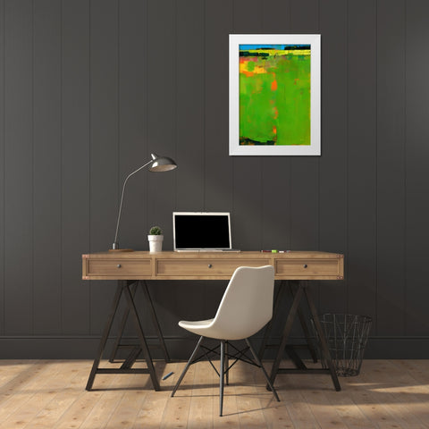 Green Field White Modern Wood Framed Art Print by Bailey, Paul