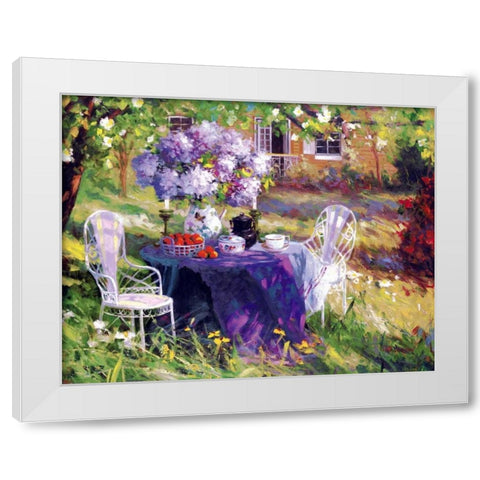 Lilac Tea Party White Modern Wood Framed Art Print by Benjamin