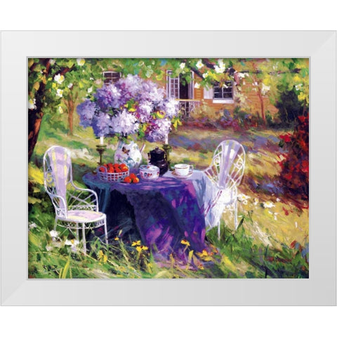 Lilac Tea Party White Modern Wood Framed Art Print by Benjamin