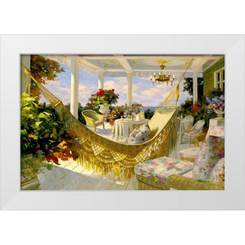 Porches and Patios White Modern Wood Framed Art Print by Benjamin