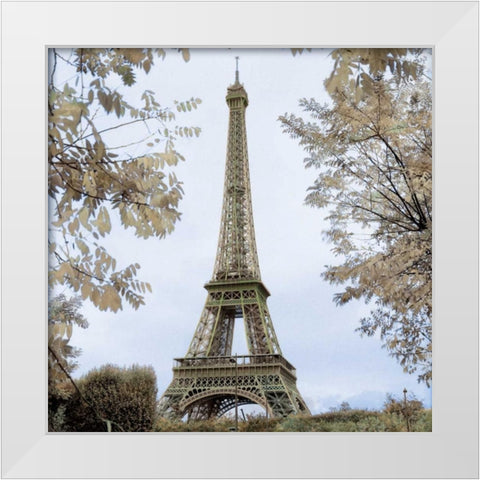 Tour Eiffel au Printemps White Modern Wood Framed Art Print by Blaustein, Alan