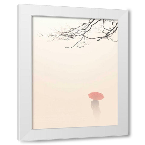 In Autumn Fog White Modern Wood Framed Art Print by Bell, Nicholas