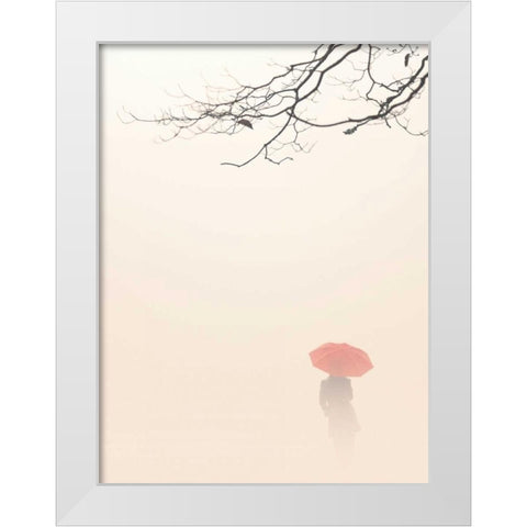 In Autumn Fog White Modern Wood Framed Art Print by Bell, Nicholas