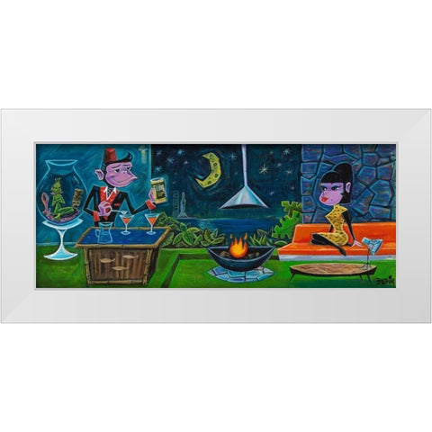 Tang Time White Modern Wood Framed Art Print by Beatnik (Graeme Mckim)