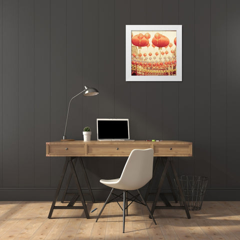 Chinese Lanterns White Modern Wood Framed Art Print by Bevan, Keri
