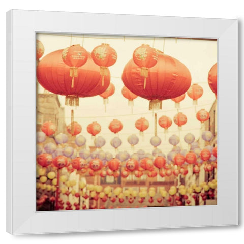Chinese Lanterns White Modern Wood Framed Art Print by Bevan, Keri