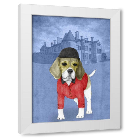 Beagle with Beaulieu Palace White Modern Wood Framed Art Print by Barruf