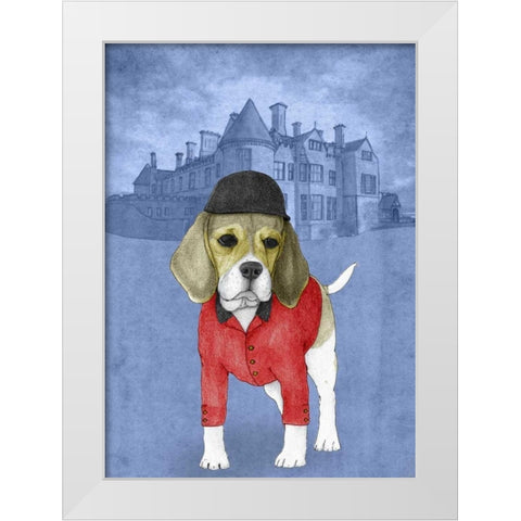 Beagle with Beaulieu Palace White Modern Wood Framed Art Print by Barruf