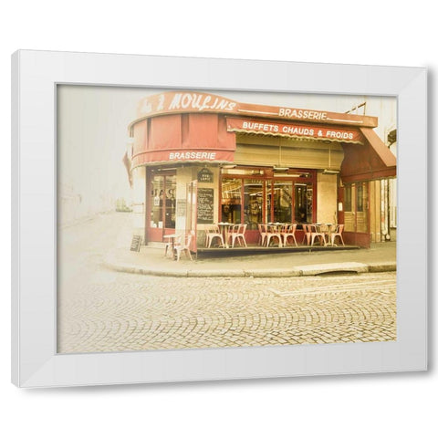 Paris Brasserie White Modern Wood Framed Art Print by Bevan, Keri