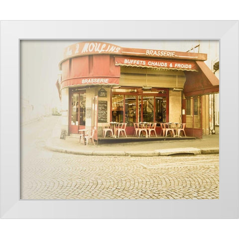 Paris Brasserie White Modern Wood Framed Art Print by Bevan, Keri