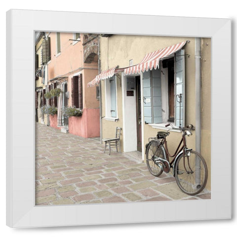 Venetian Bicycle White Modern Wood Framed Art Print by Blaustein, Alan