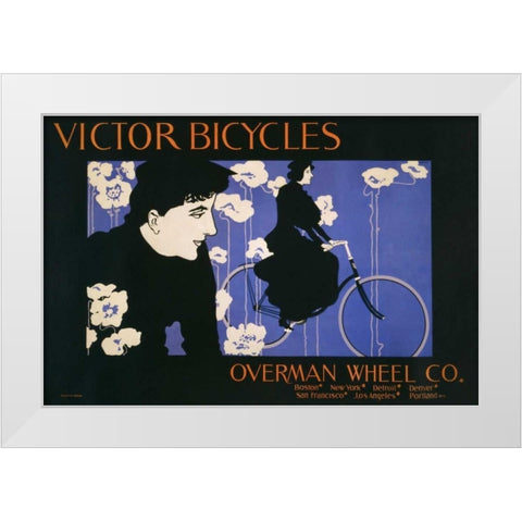 Victor Bicycles - horizontal White Modern Wood Framed Art Print by Bradley, William Henry