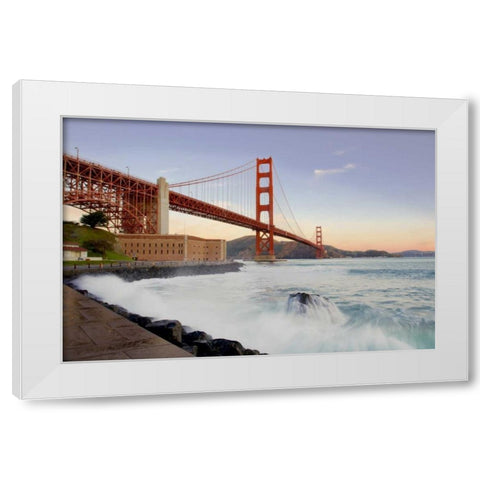 Golden Gate Bridge at Dawn White Modern Wood Framed Art Print by Blaustein, Alan